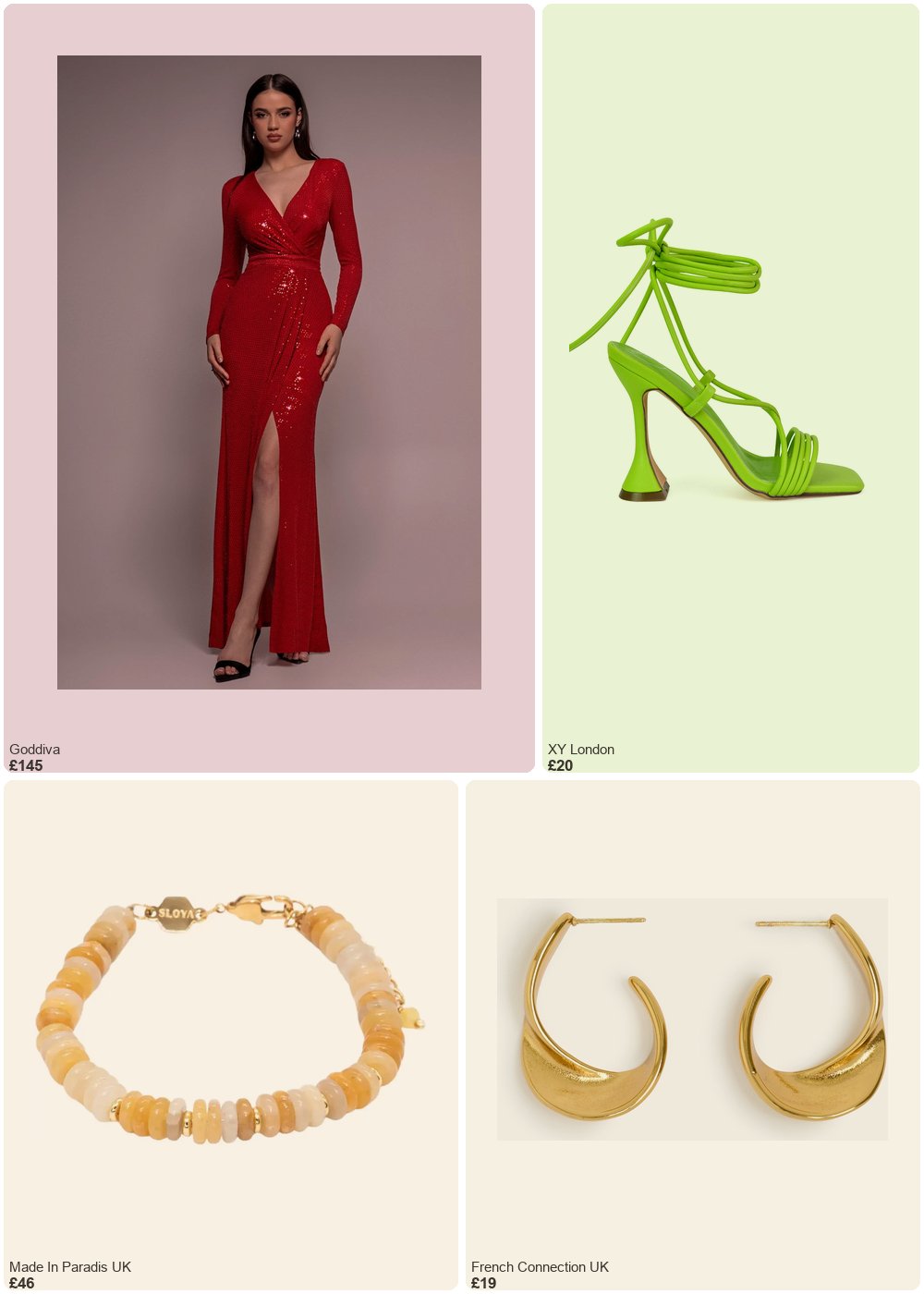 The complete outfit featuring French Connection Twist Curve Hoop Earrings Warm Gold