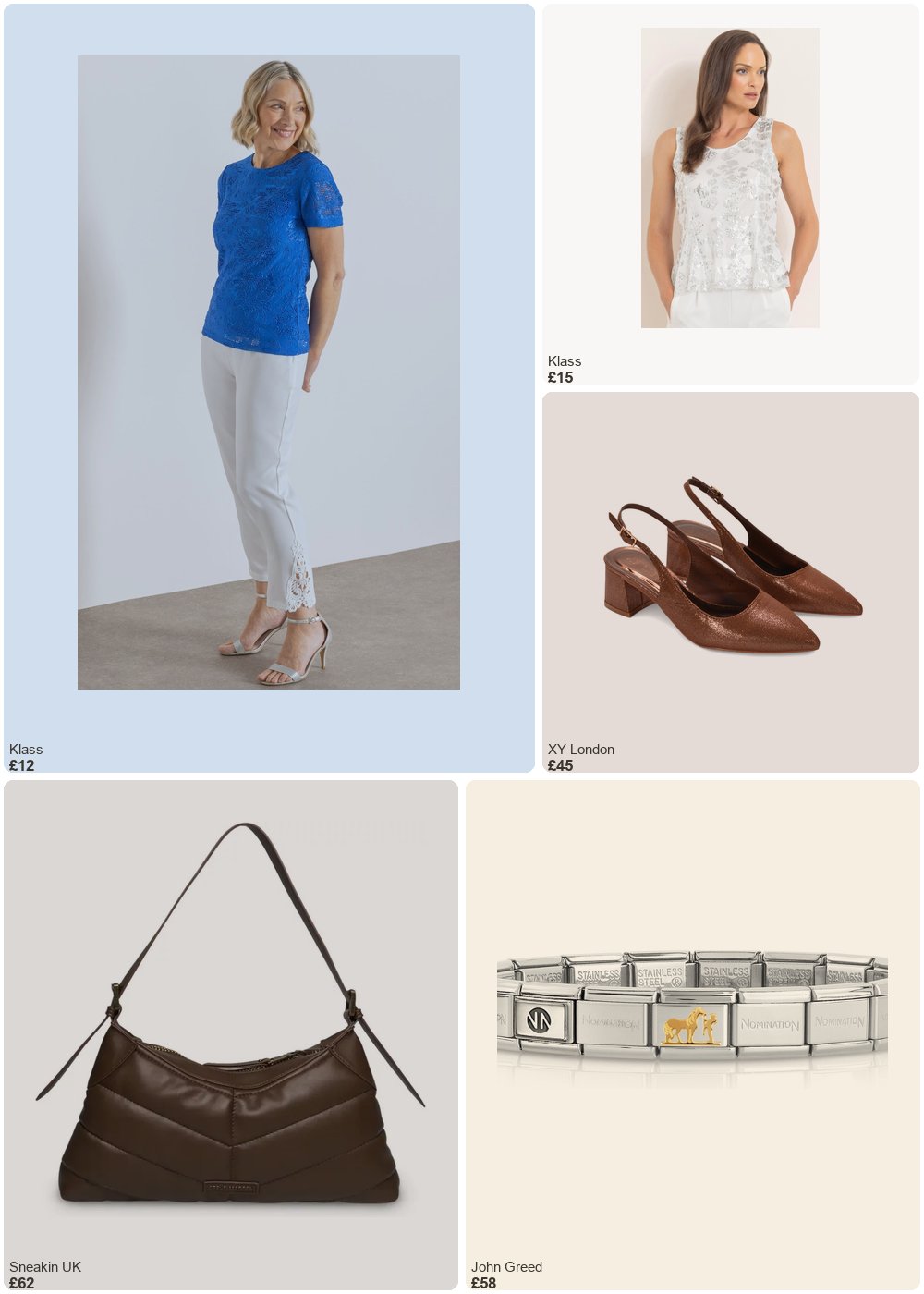 The complete outfit featuring Klass Klass Sleeveless Sequin Mesh Peplum Top Ivory Women's