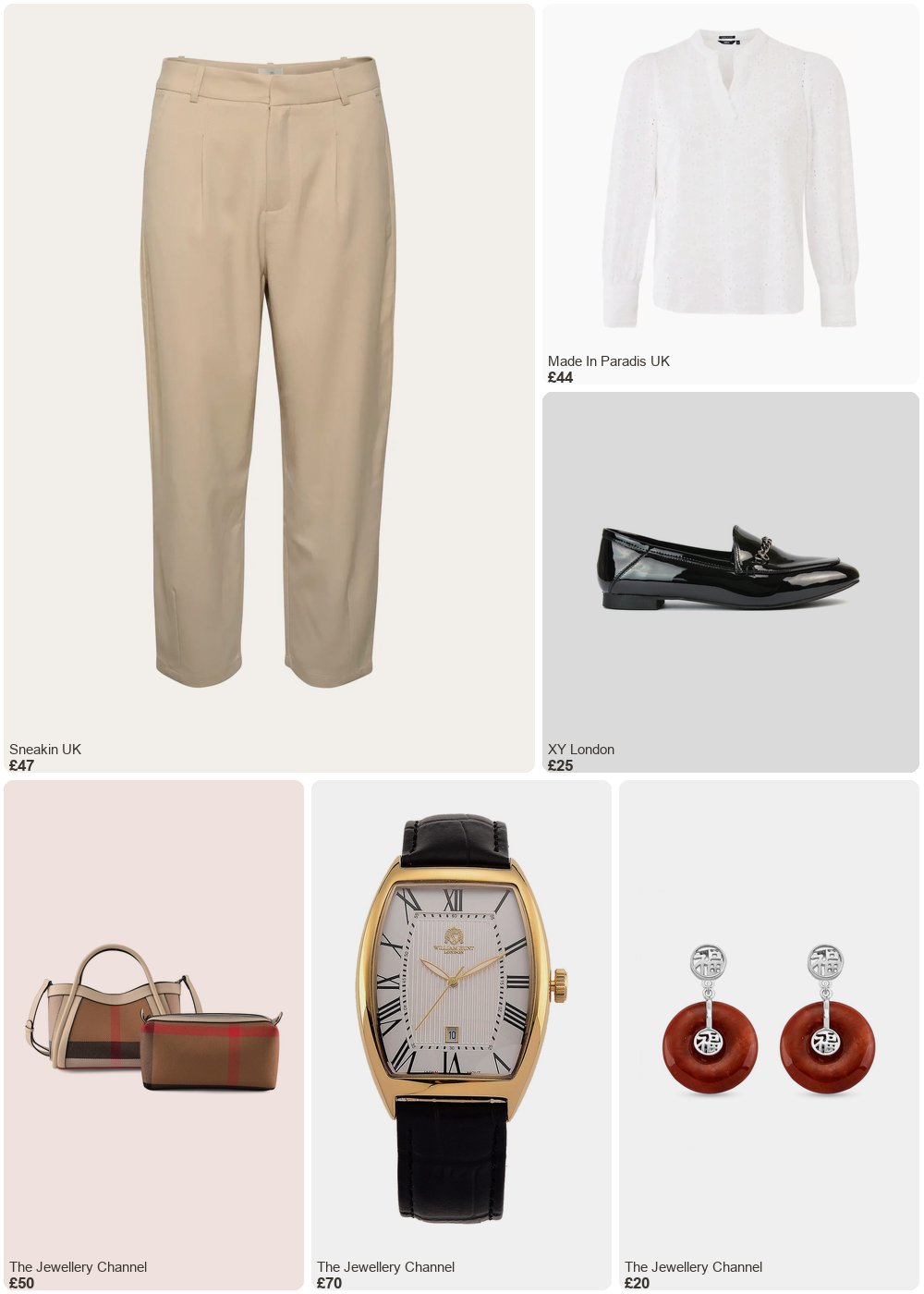 The complete outfit featuring TJC 2 Piece Genuine Leather Check Stripe Tote Bag with Matching Zip Pouch - White & Multi