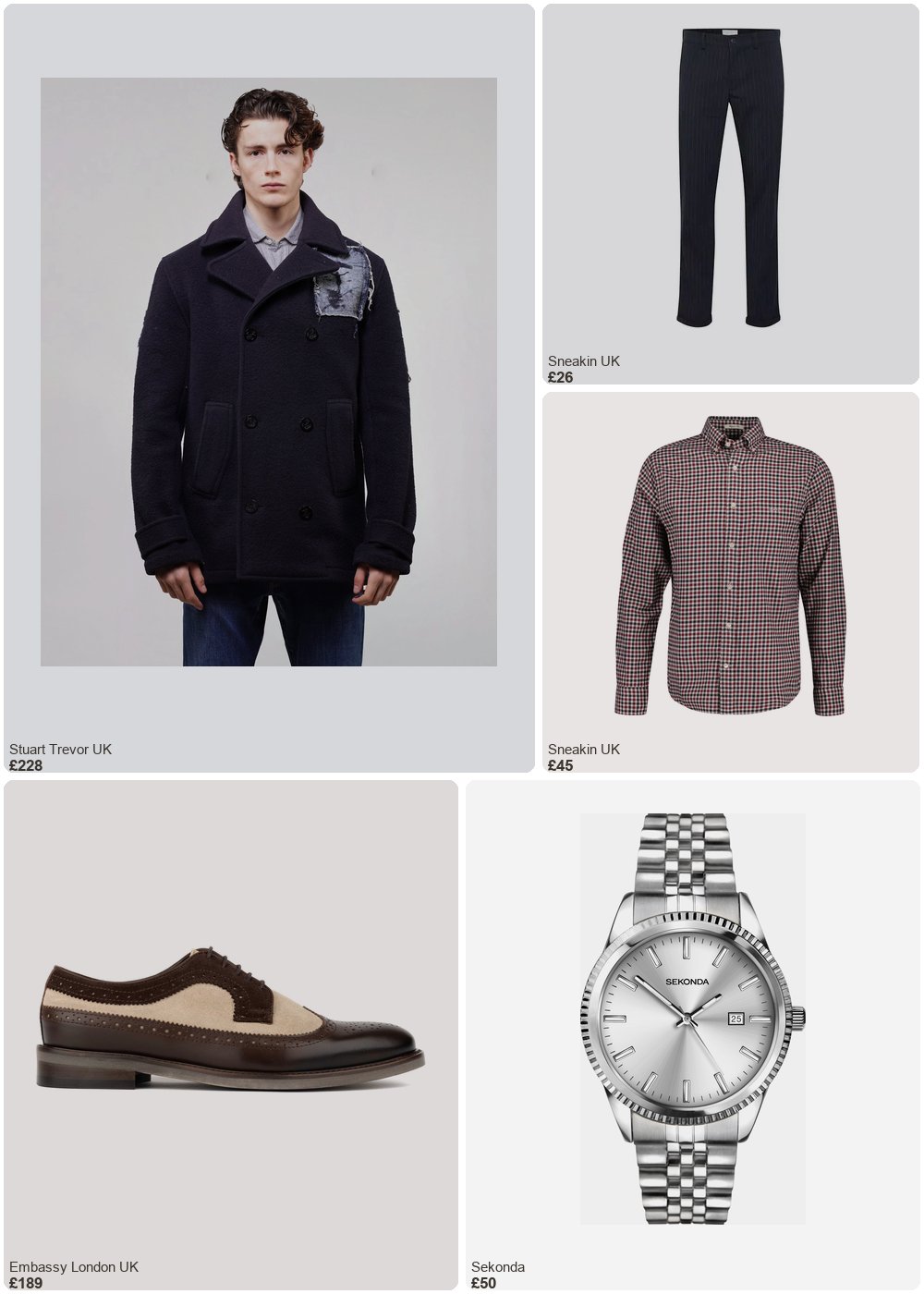 The complete outfit featuring STUART TREVOR Vintage Double Breasted Wool Patched Jacket