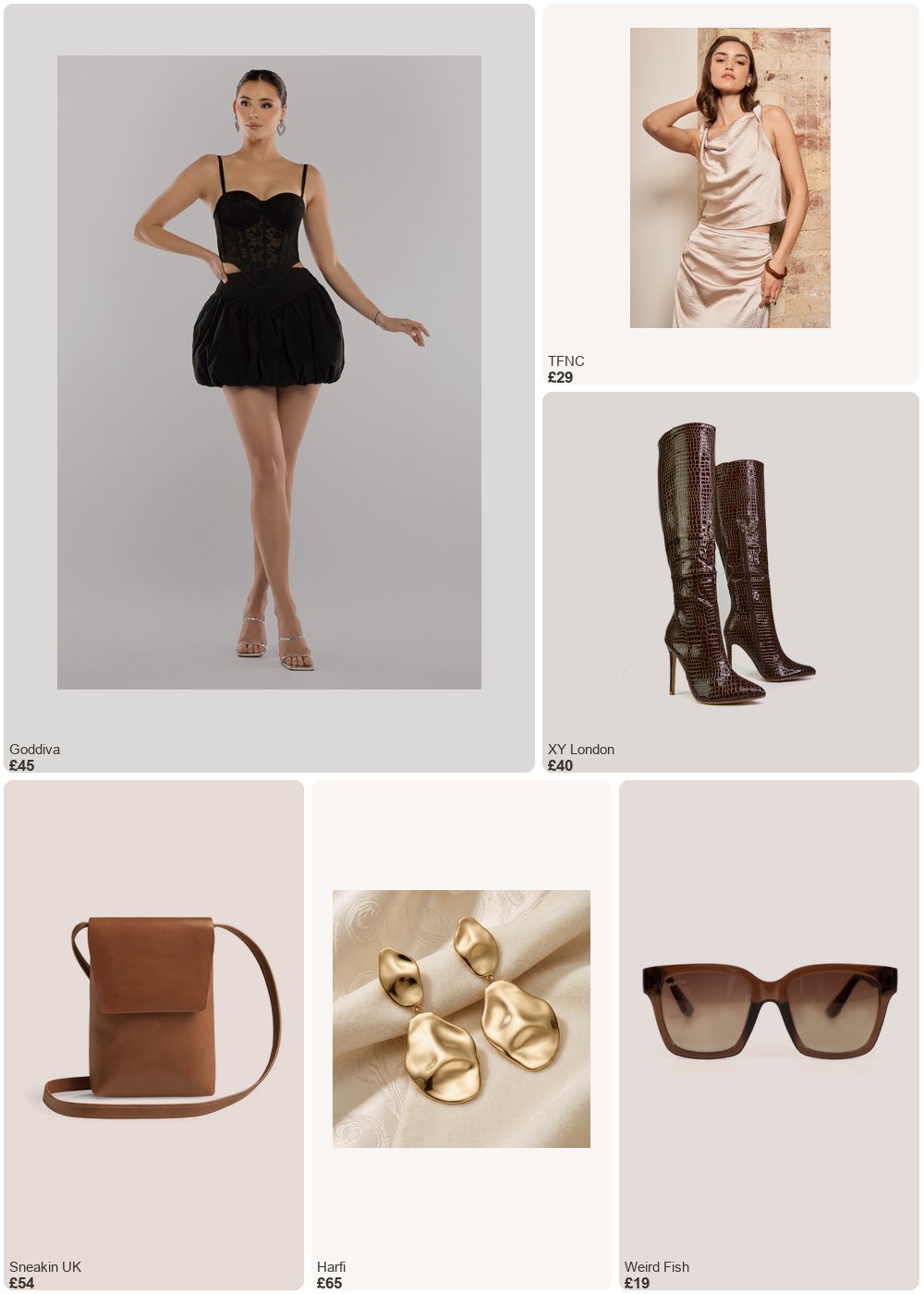 The complete outfit featuring TFNC London TFNC Karen Champagne Top