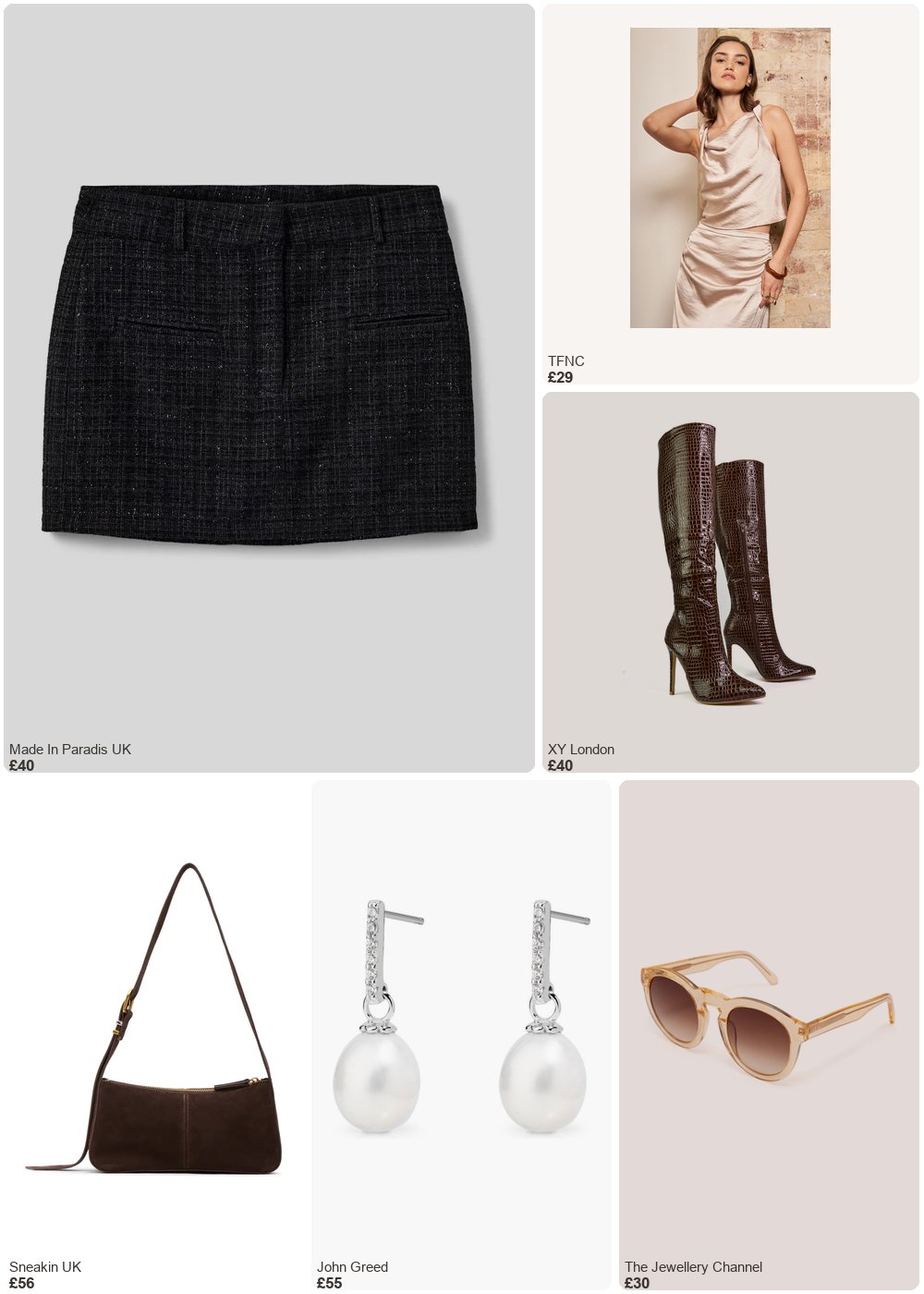 The complete outfit featuring TFNC London TFNC Karen Champagne Top