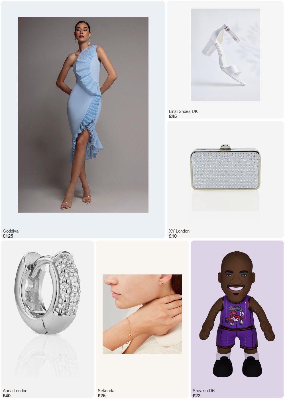 The complete outfit featuring Goddiva Goddiva One Shoulder Pleated Fan Midi Dress - Powder Blue