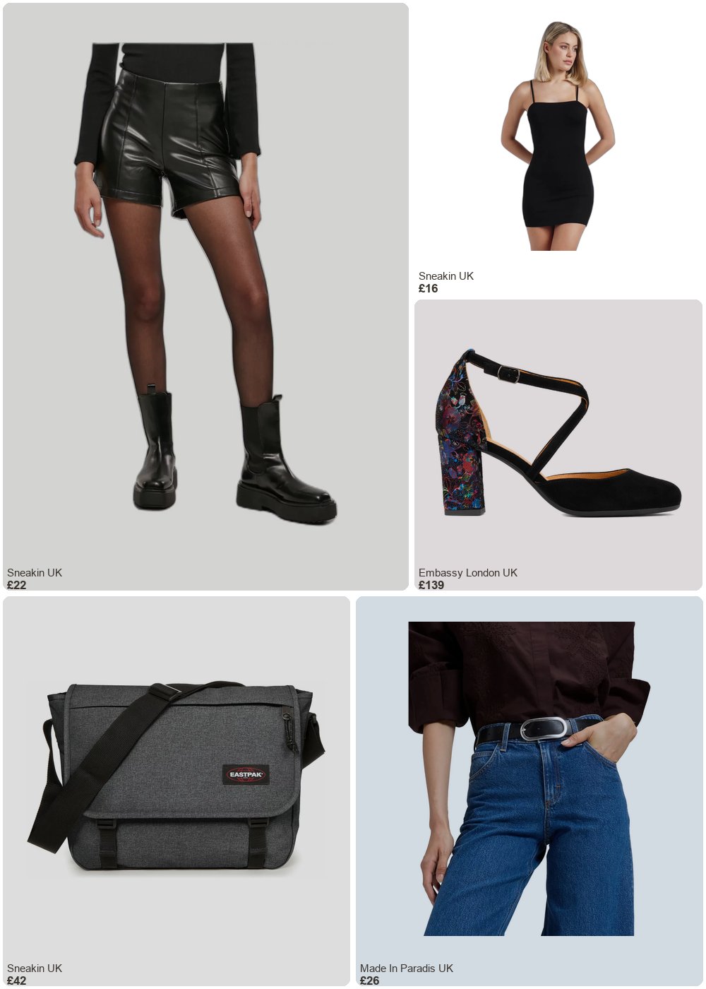 The complete outfit featuring Embassy London Kylie - Black Flower - Women's strappy 3 inch heel in black suede leather