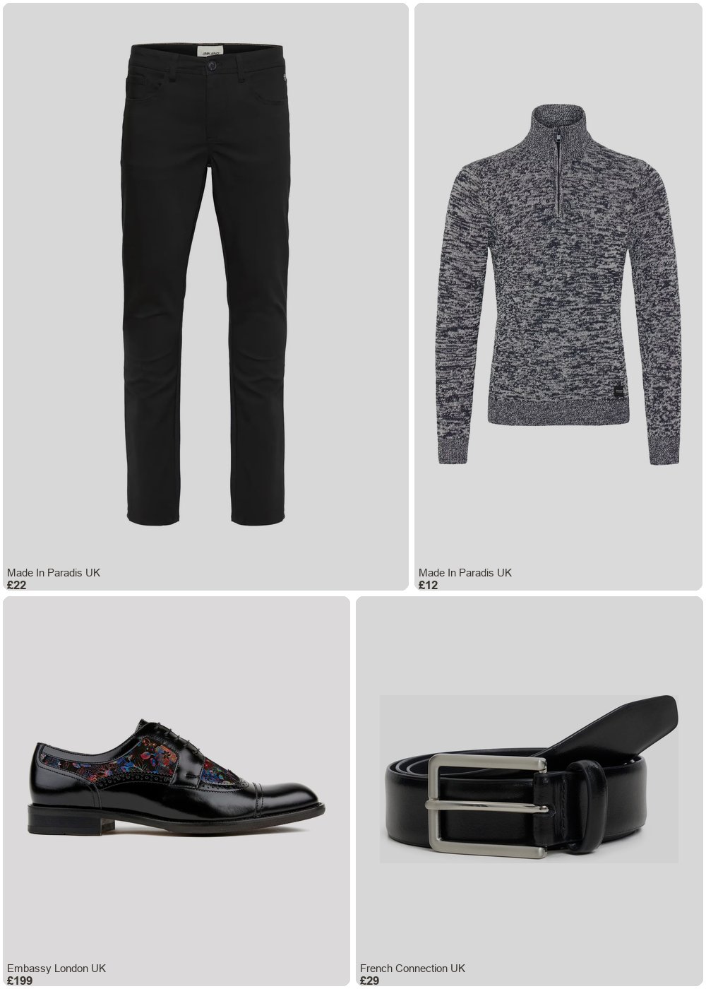 The complete outfit featuring French Connection Men's Leather Belt Black