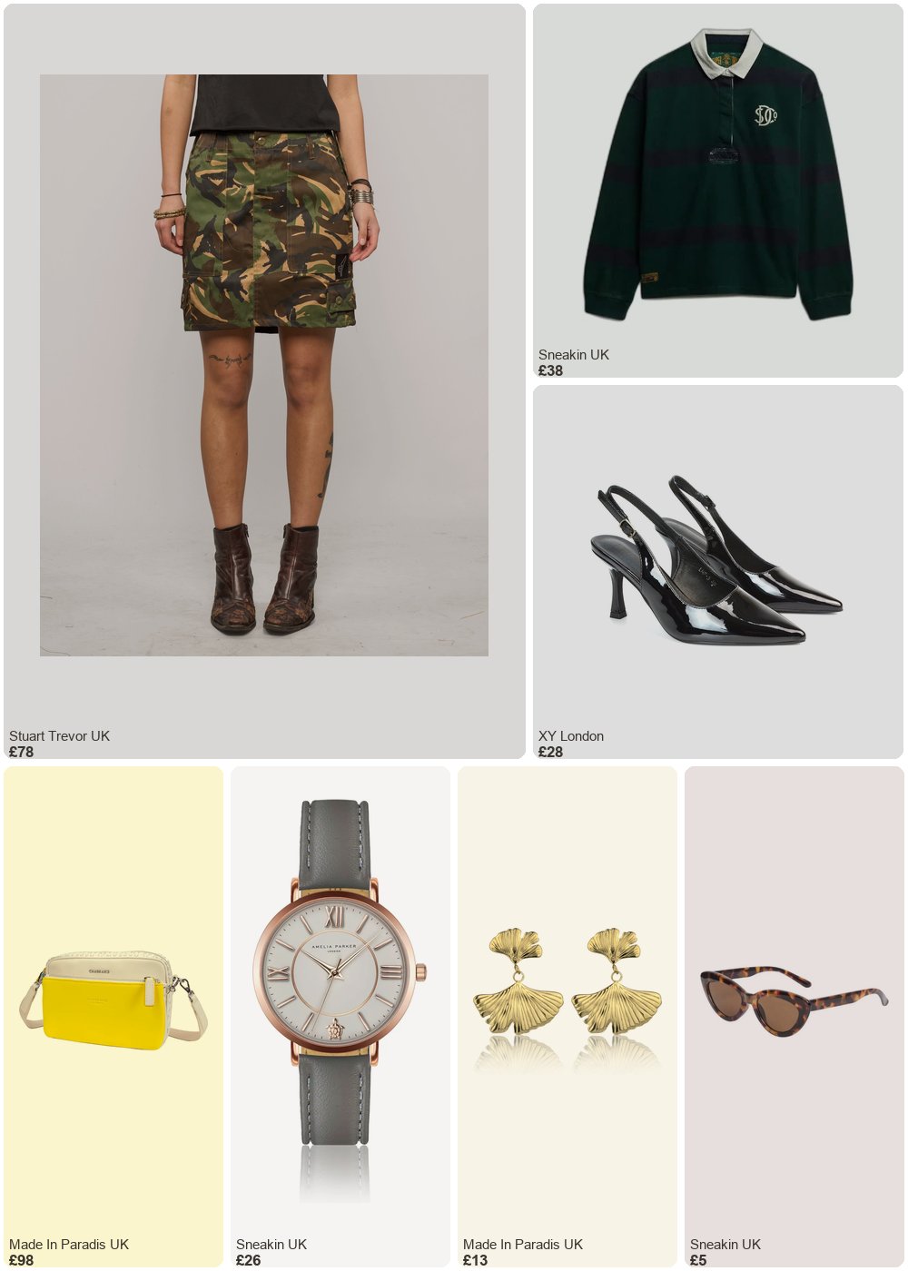 The complete outfit featuring STUART TREVOR DPM Camo Skirt