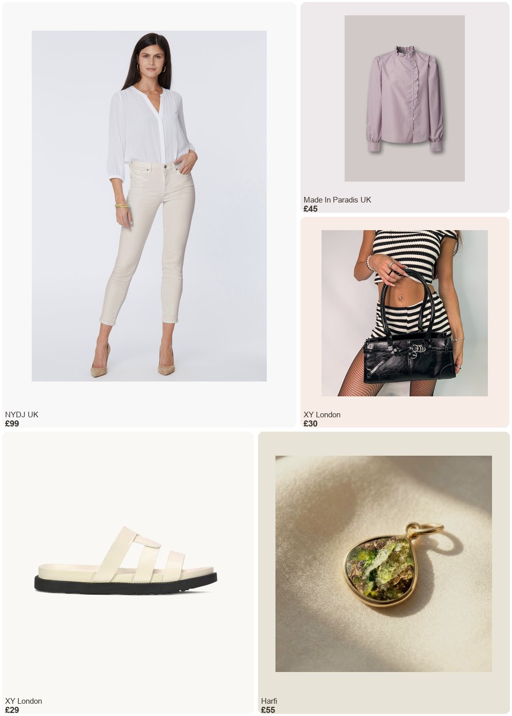 The complete outfit featuring XY London Eleanor Slip On Chunky Flat Sandals Comfortable Strappy Summer Slides in Gold Metallic - White / UK 5 | EU 38 | US 7