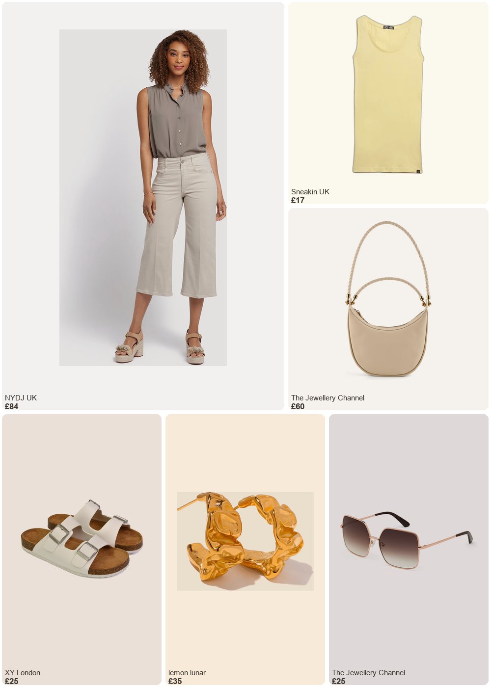 The complete outfit featuring Nydj Brigitte Wide Leg Capri Jeans With High Rise | Feather