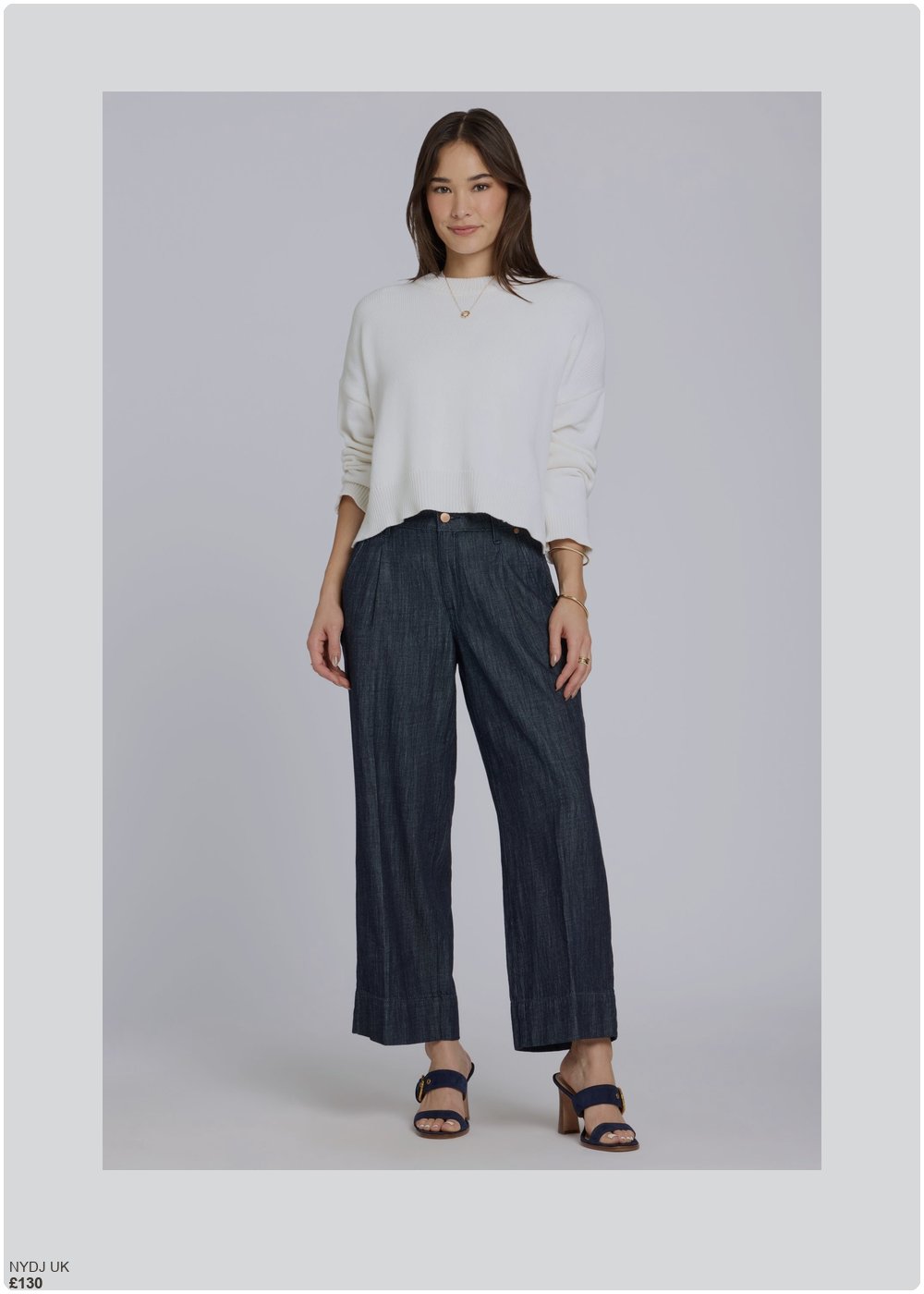 The complete outfit featuring Nydj Teresa Wide Leg Ankle Jeans With High Rise | Dark Indigo
