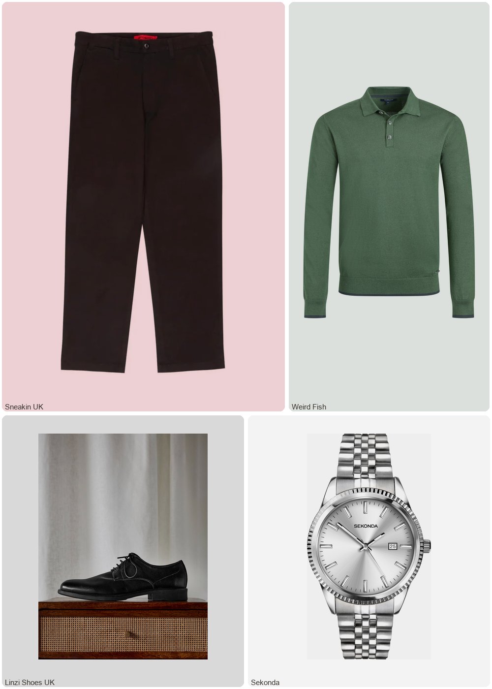 The complete outfit featuring Linzi Linzi Shoes - Mens Black Faux Leather Lace-Up Shoes- 7
