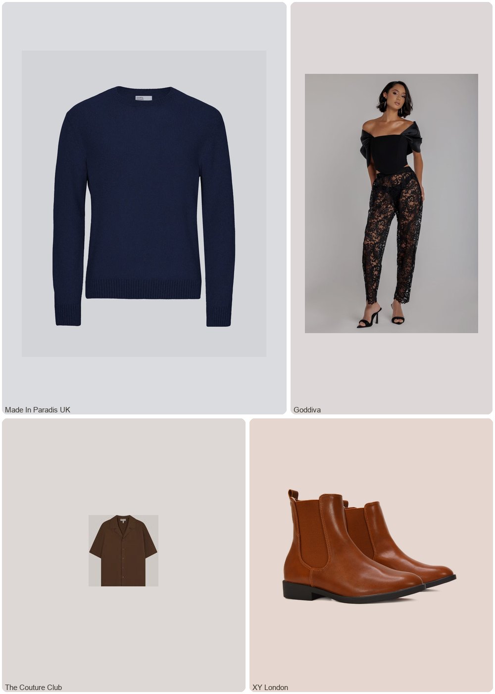 The complete outfit featuring Goddiva Goddiva Barrell Leg Scalloped Hem Trouser - Black