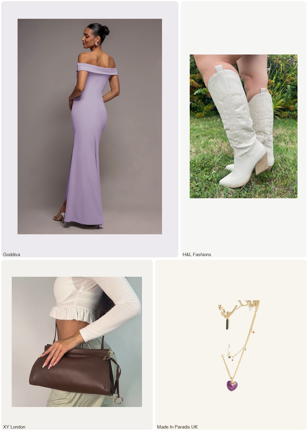 The complete outfit featuring Goddiva Goddiva Off The Shoulder Maxi Dress With Split - Lilac