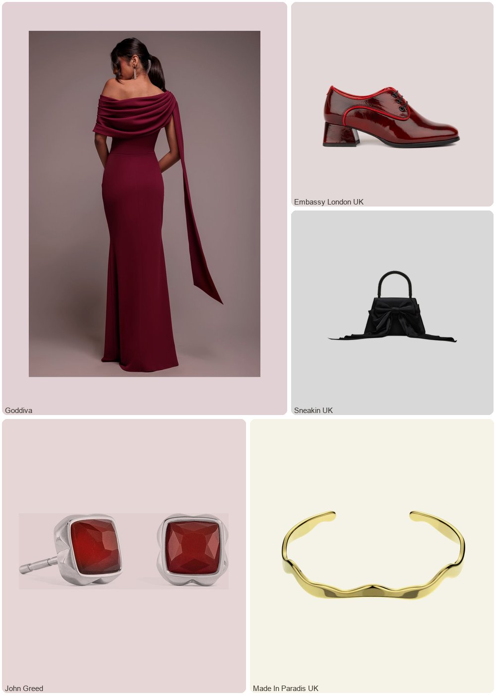 The complete outfit featuring Goddiva Goddiva Sash One Shoulder Bardot Maxi Dress - Burgundy