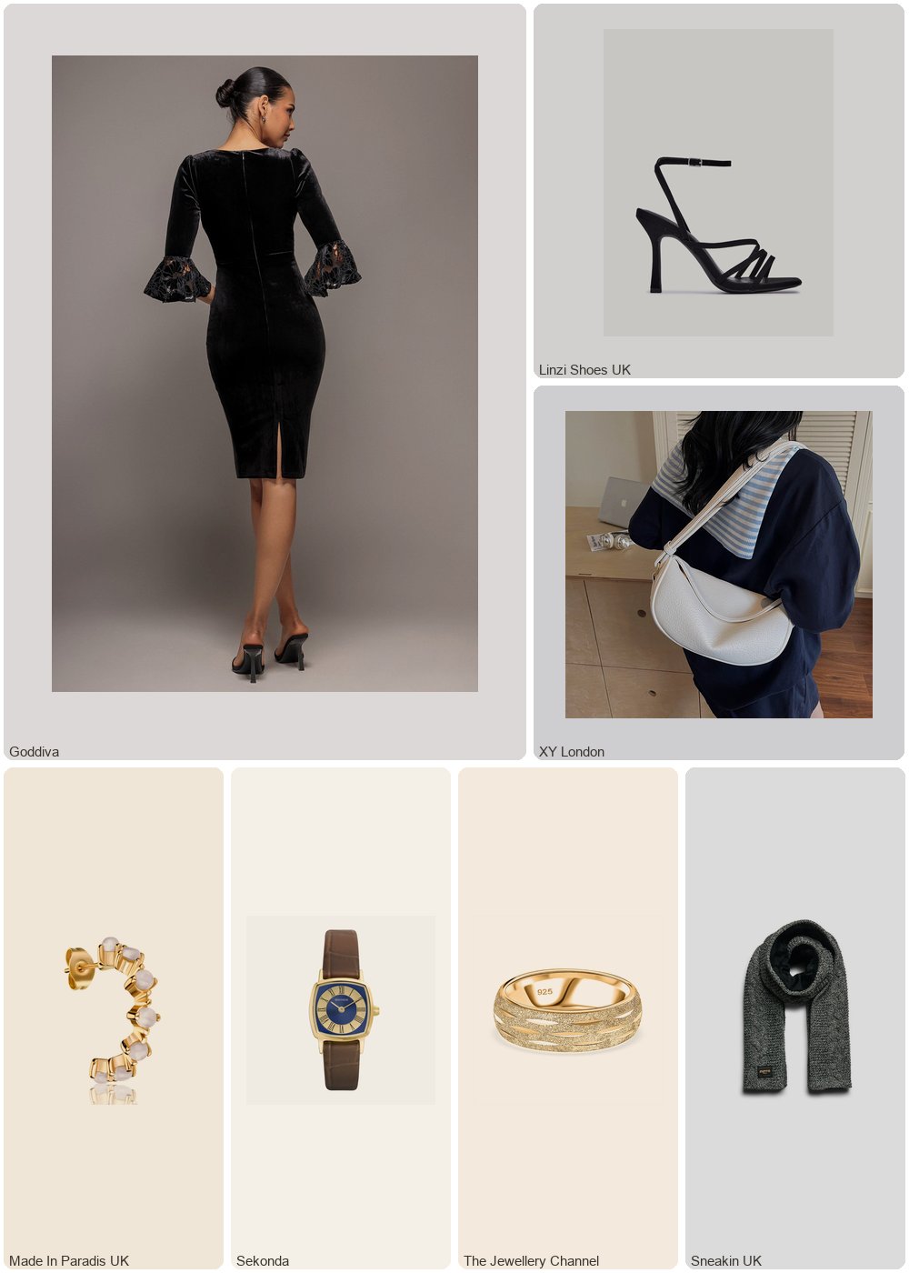 The complete outfit featuring Goddiva Goddiva Crochet Velvet Wrap Midi Dress - Black