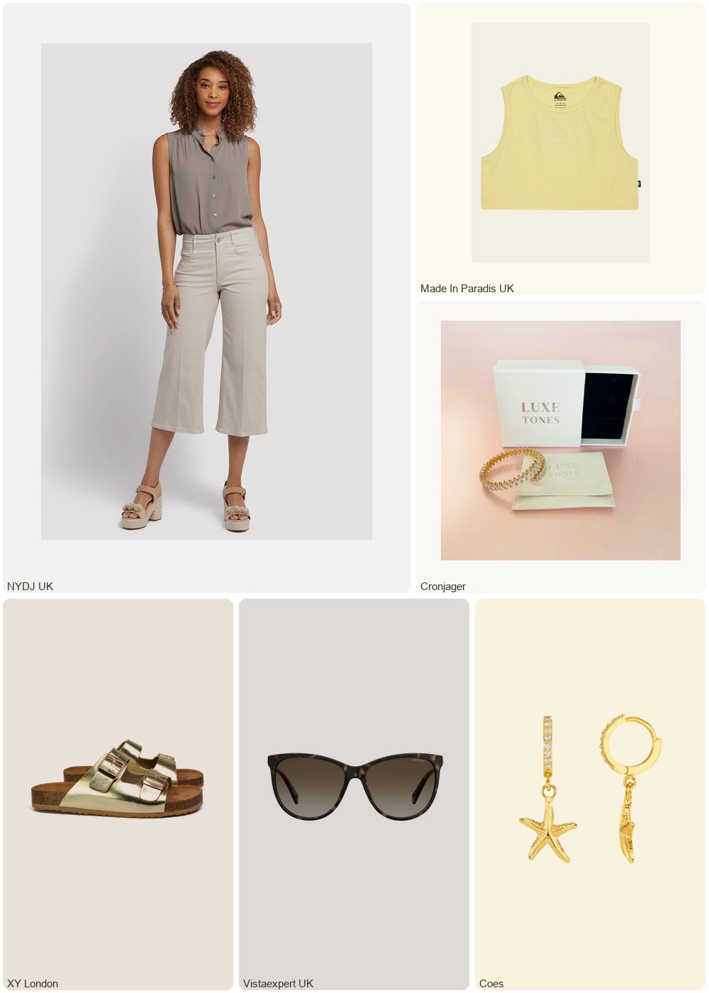 The complete outfit featuring xylondon Star Double Buckle Strap Flat Slider Casual Footbed Summer Mule Sandals in Gold - Gold / UK 8 | EU 41 | US 10