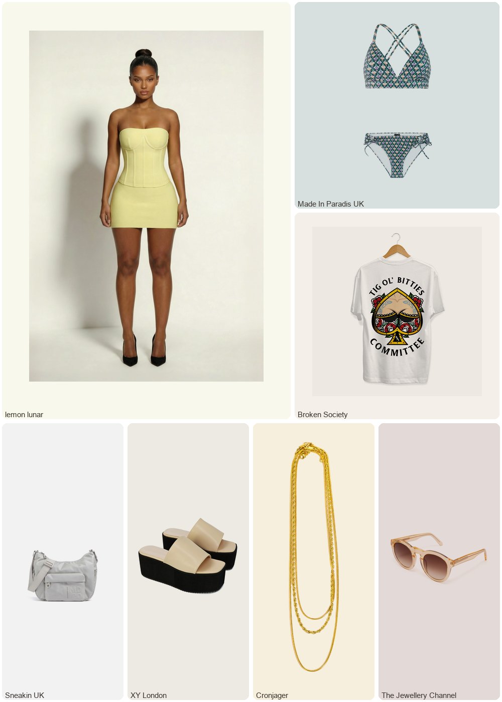 The complete outfit featuring 1 The Samira Bandage Mini Skirt Yellow