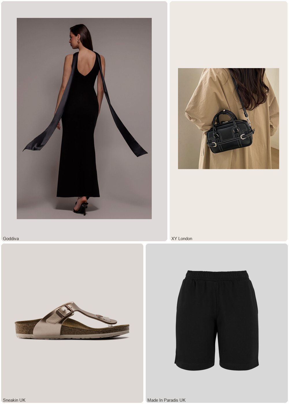 The complete outfit featuring Goddiva Goddiva Satin Multi-Tie Halterneck Maxi Dress - Black