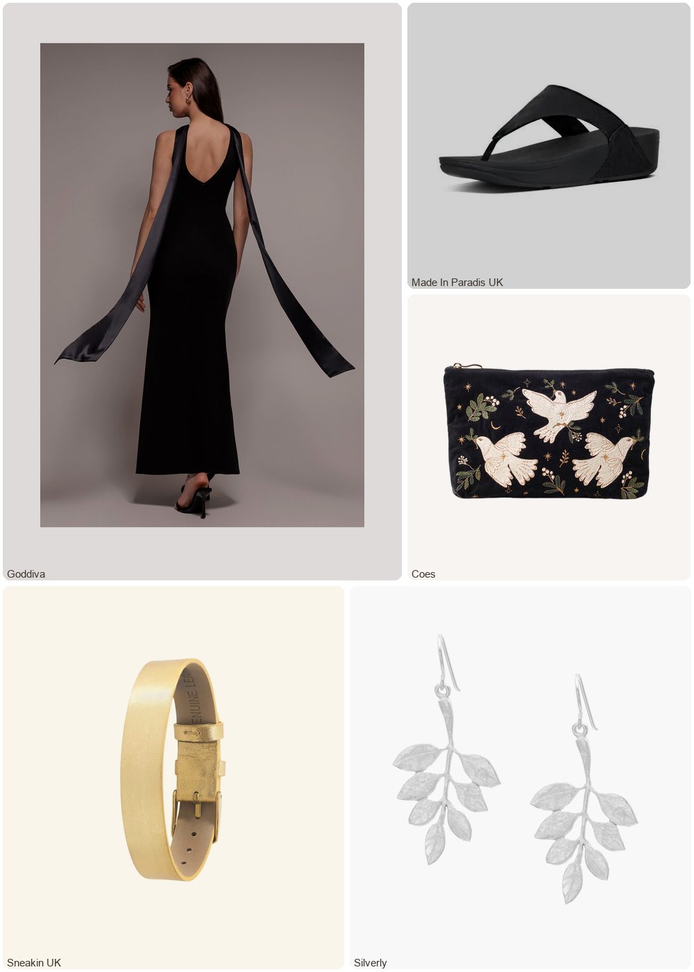 The complete outfit featuring Goddiva Goddiva Satin Multi-Tie Halterneck Maxi Dress - Black