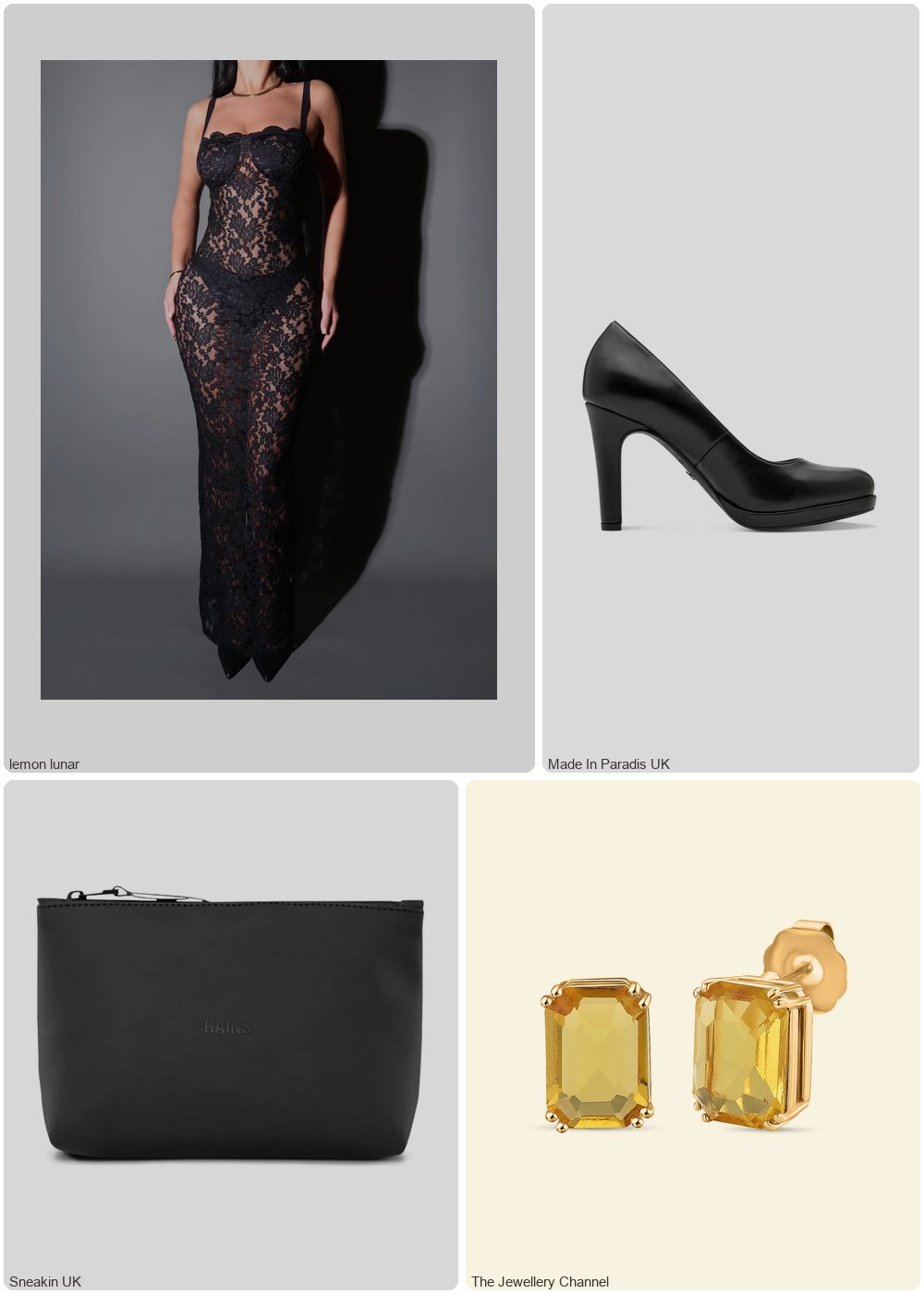 The complete outfit featuring 1 THE NAIM LACE DRESS