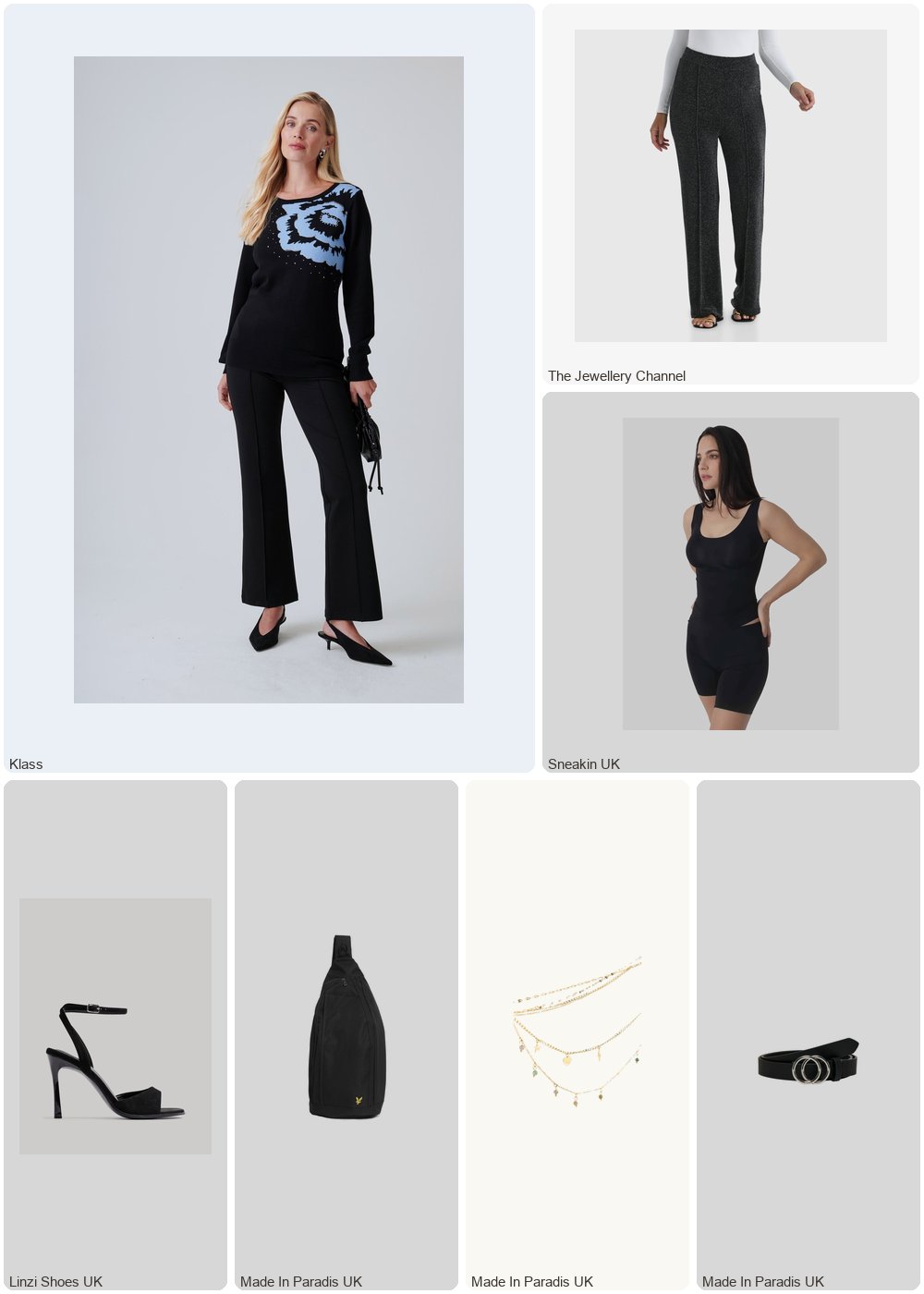 The complete outfit featuring TJC - Maisi Pintuck Bootcut Glitter Trousers (Size - 16) - Silver