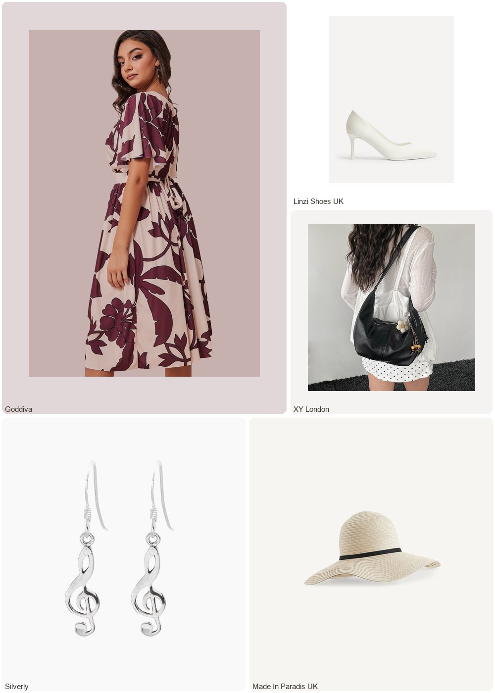 The complete outfit featuring Goddiva Goddiva Leaf Print Flutter Sleeve Midi - Cream