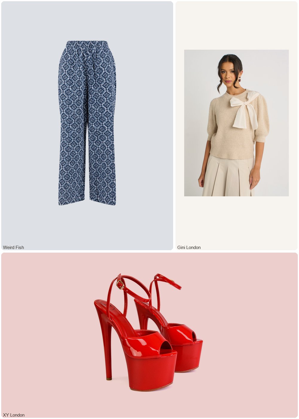 The complete outfit featuring Twilight Weird Fish Zendaya Printed Double Cloth Wide Leg Trousers Twilight Size 10
