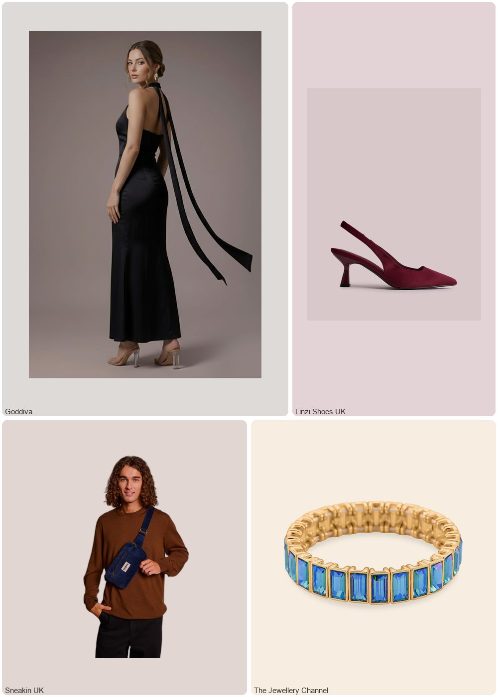 The complete outfit featuring Goddiva Goddiva Petite Satin Multi-Tie Halterneck Maxi Dress - Black