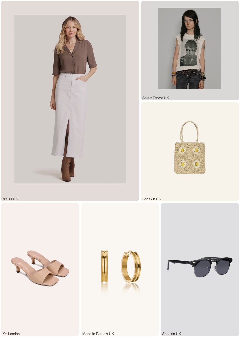 The complete outfit featuring STUART TREVOR Women's 'Anarchy' Vest in Ecru - Organic & Recycled Cotton