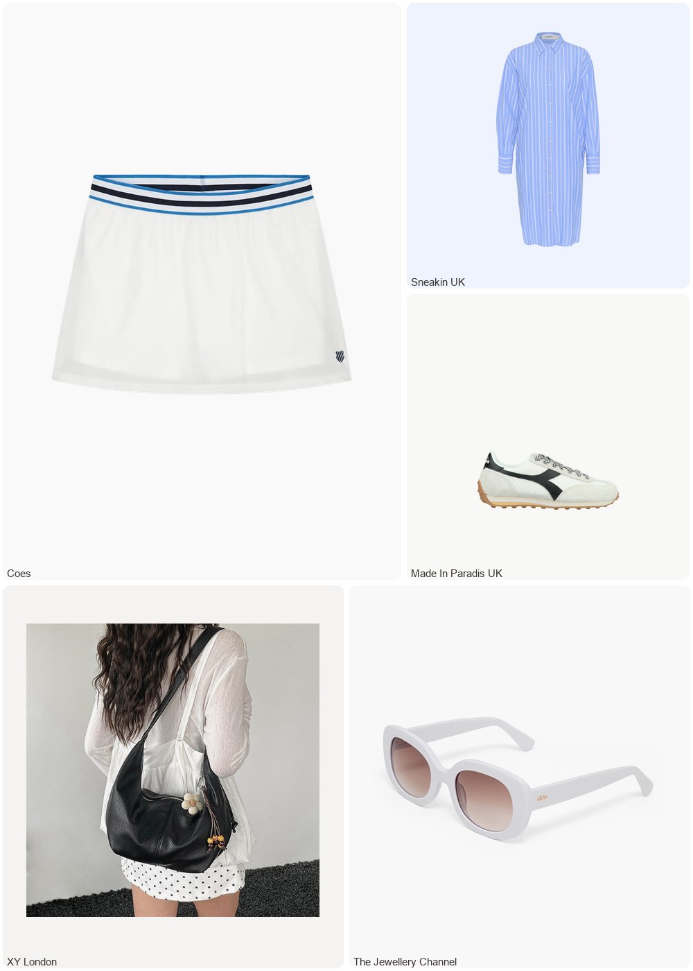 The complete outfit featuring XY London Calla Faux Leather Crescent Shoulder Handbag With Crossbody Strap in White - Black