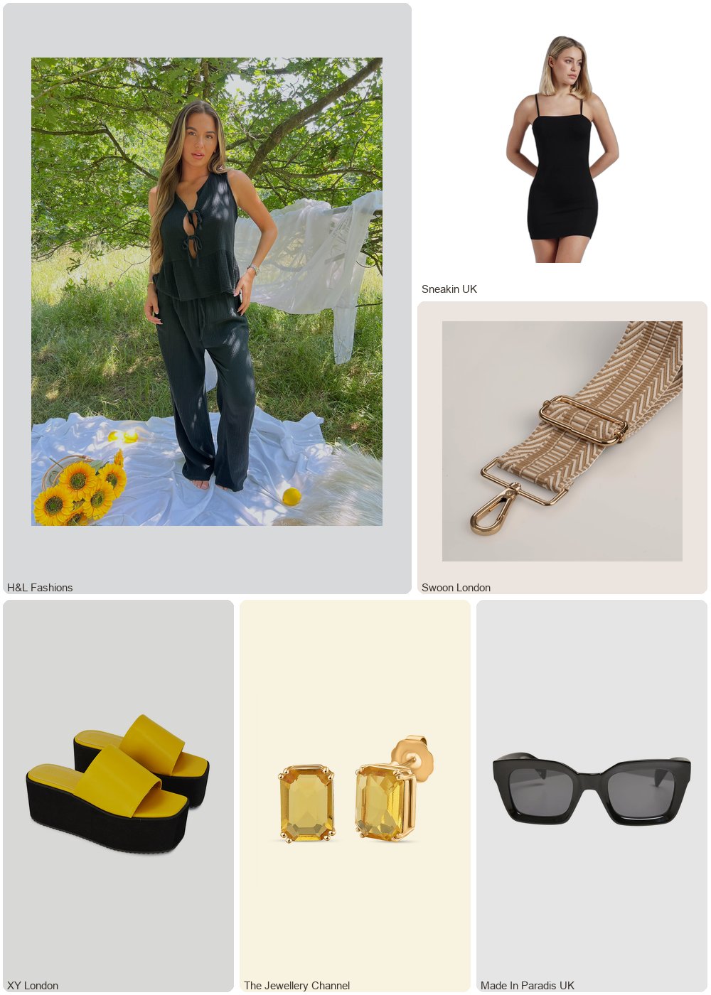 The complete outfit featuring xylondon Kaiya Square Toe Slip on Flatform Sandal Slides in Gold - Yellow / UK 5 | EU 38 | US 7