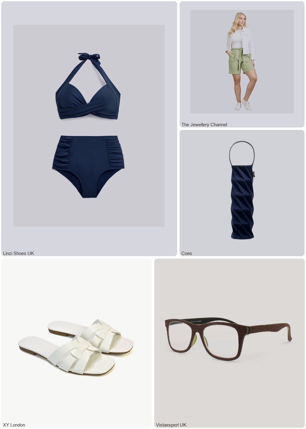 The complete outfit featuring Linzi Linzi Shoes - Linzi Swim Navy Moulded Cup High Waisted Bikini- 24