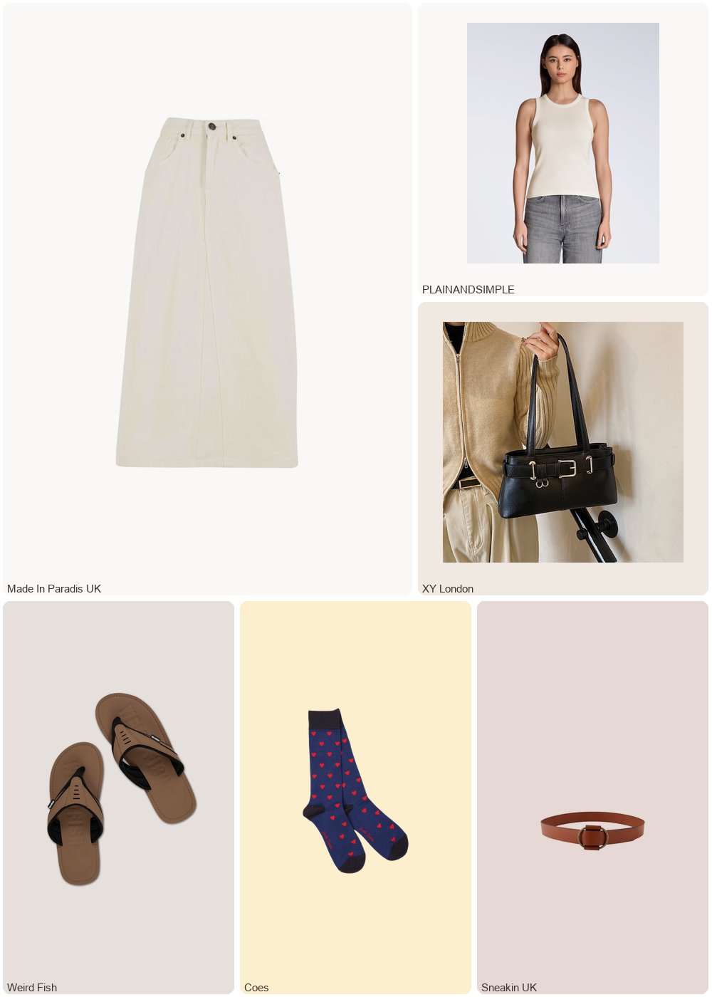 The complete outfit featuring Urban Classics Denim skirt for women Urban Classics Soft Midi