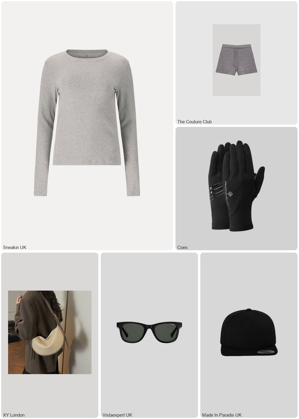 The complete outfit featuring TCC CONTRAST KNIT MINI SHORTS - GREY MARL