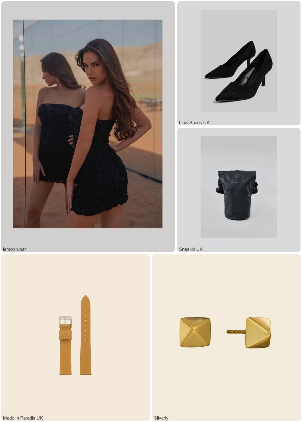 The complete outfit featuring THE JUX TEXTURED MINI DRESS