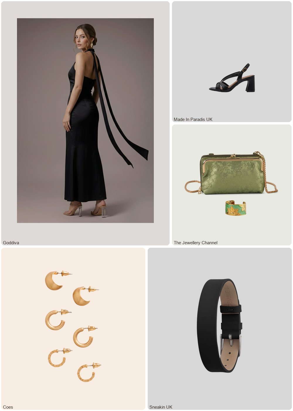 The complete outfit featuring TJC La Marey Set of 2 - RFID Clutch with Shoulder Strap & Gold Flower Cuff Bracelet - Pista Green