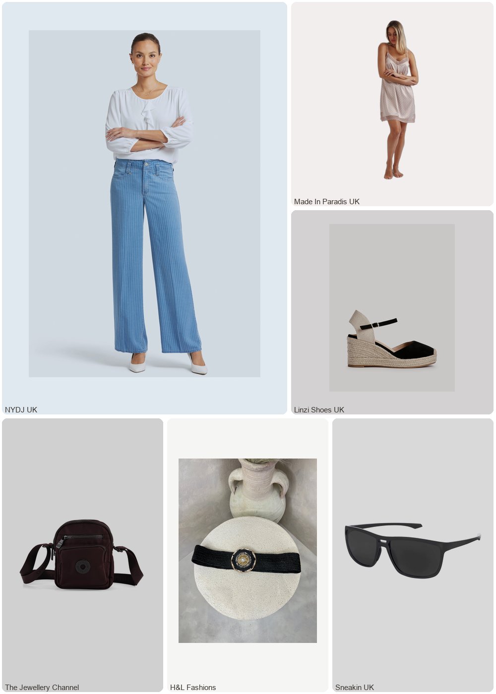 The complete outfit featuring Nydj High Rise Teresa Wide Leg Jeans Light Blue Striped Premium Denim | Light Marine Stripe