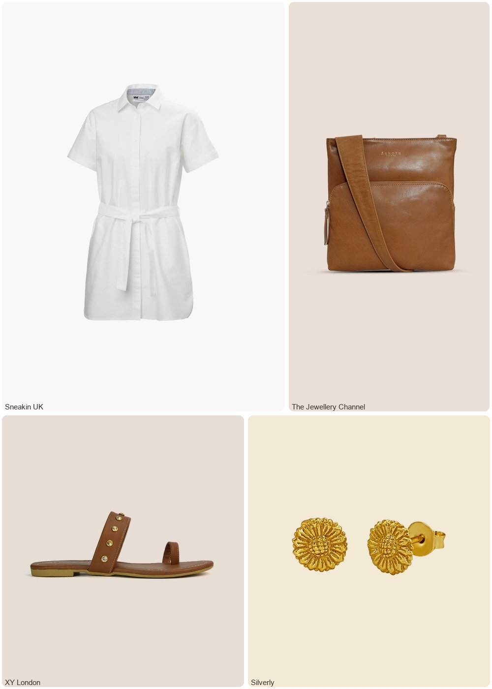 The complete outfit featuring Silverly Gold-Plated Sterling Silver Daisy Flower Stud Earrings - Floral Studs