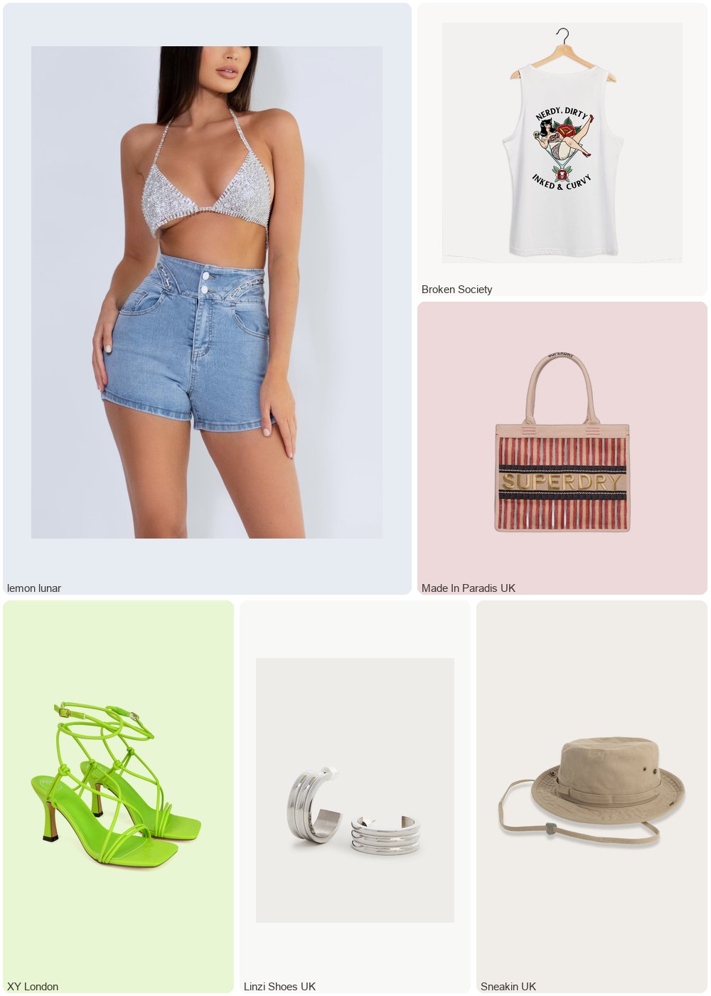 The complete outfit featuring 1 THE HARPER DENIM DIAMANTE SHORTS