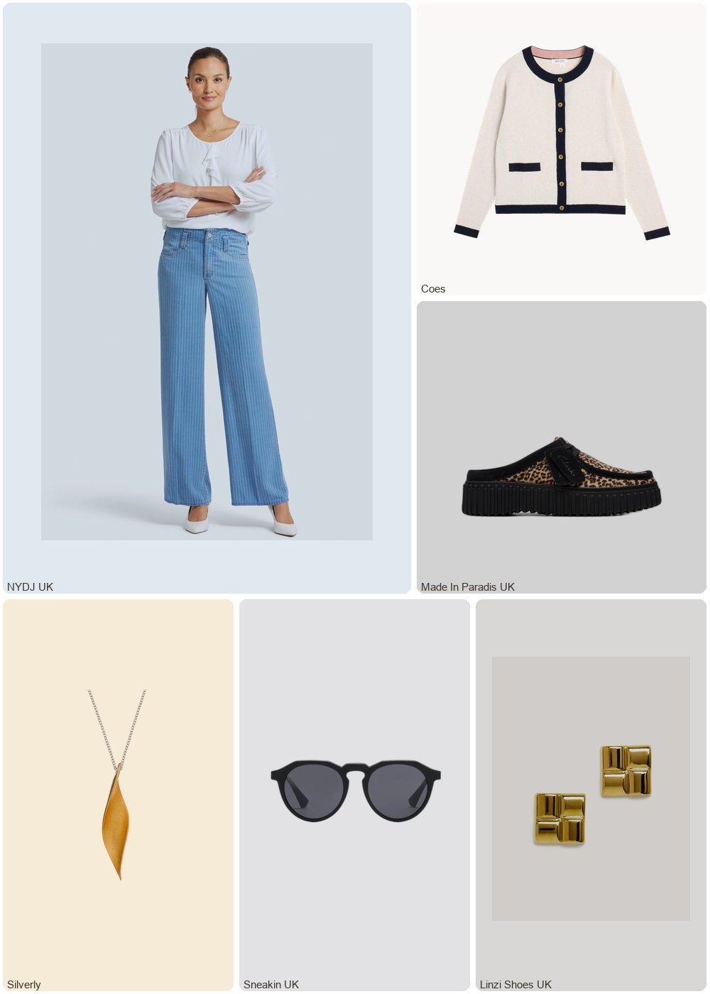 The complete outfit featuring Linzi Gold Square Stud Earrings