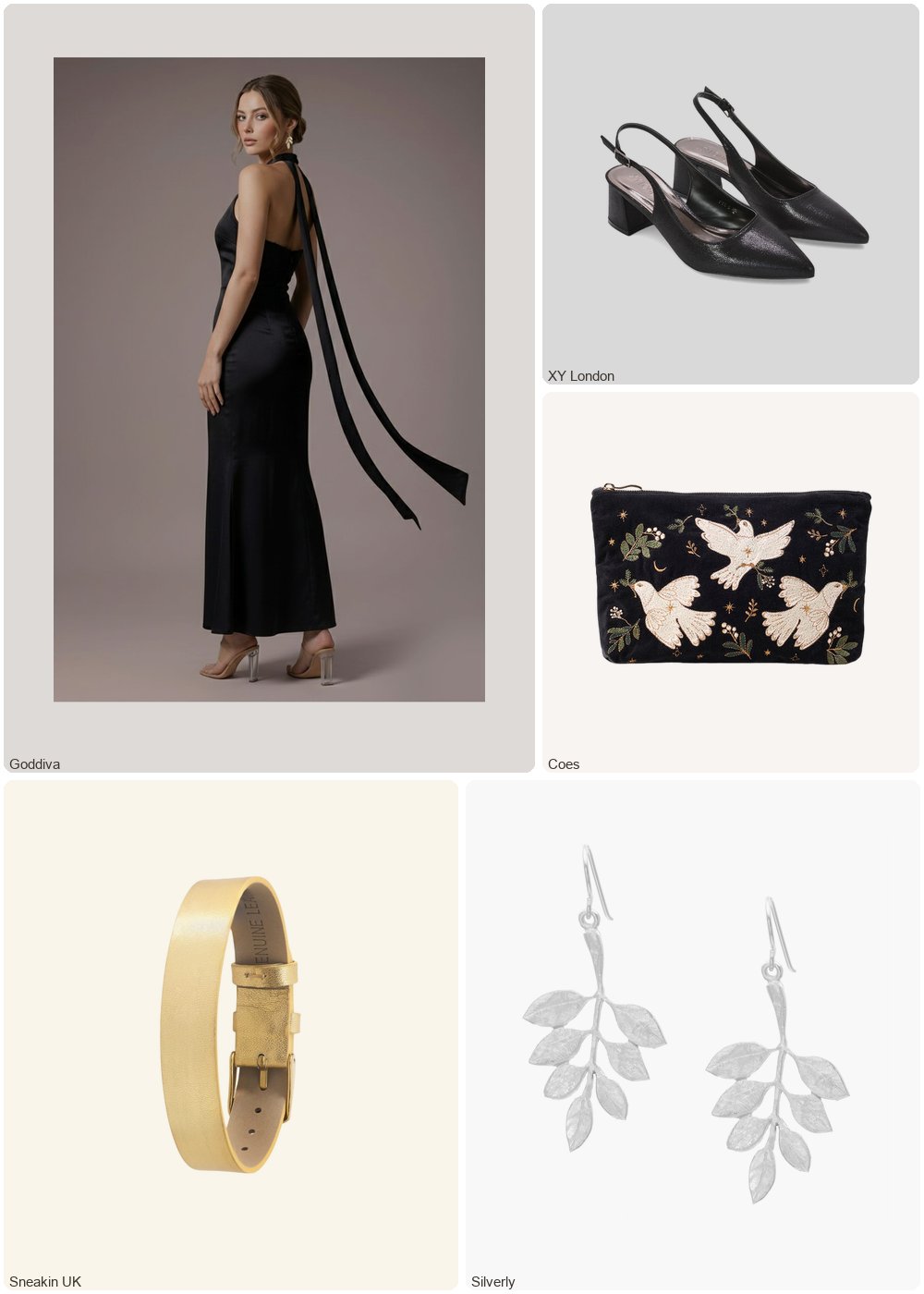 The complete outfit featuring XY London Monroe Slingback Mid Block Heel Pointed Toe Court Shoes in Silver Shimmer - Black / UK 3 | EU 36 | US 5
