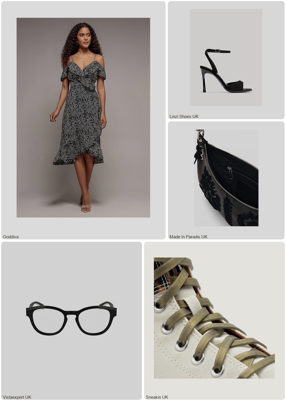The complete outfit featuring Goddiva Goddiva Spaghetti Strap Polka Dot Wrap Midi Dress - Black White